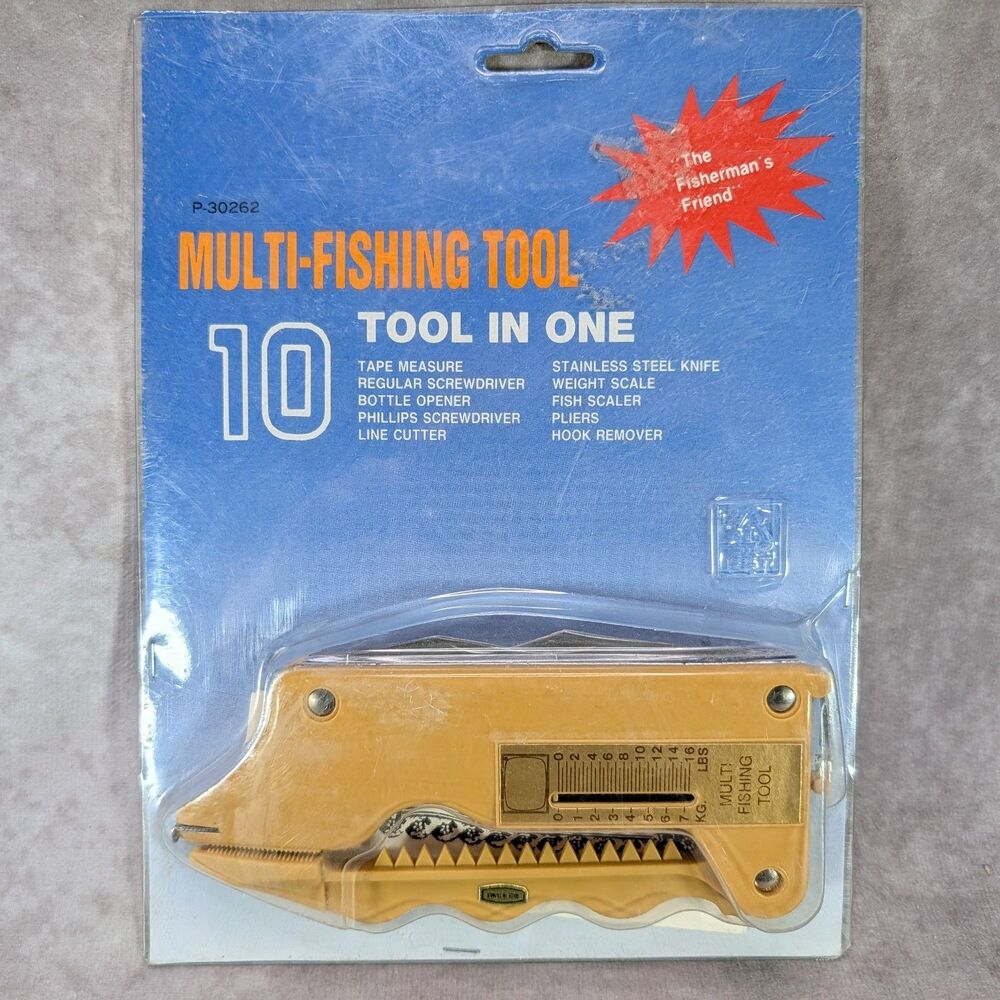 Vintage Multi-Fishing Tool 10 in One Fisherman's Friend Knife P-30262 NOS